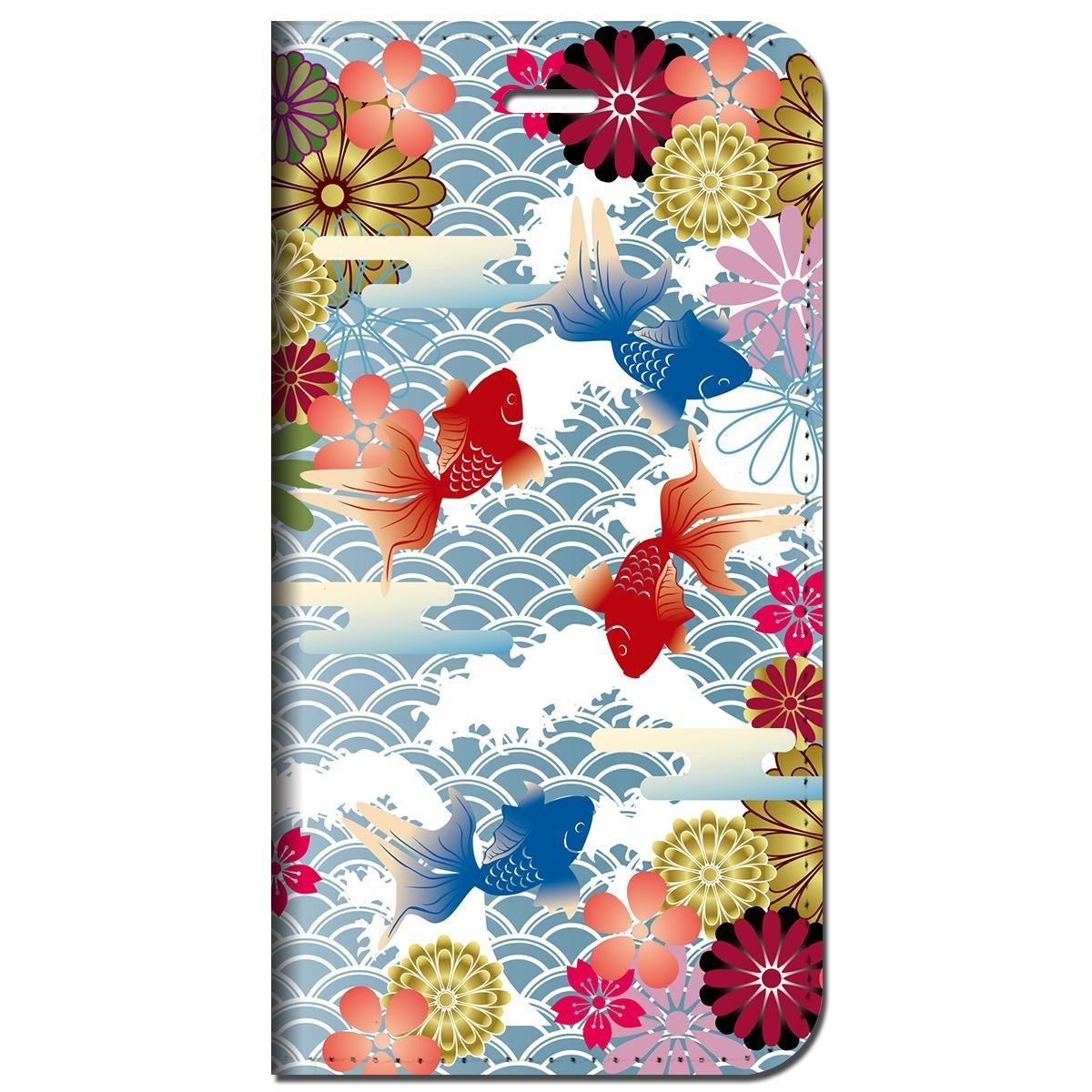iPhone16 他 手帳型 ケース 花海金魚  iPhone SE 8 13 12 他 iPhone各機種対応可能 スマホケース  2g