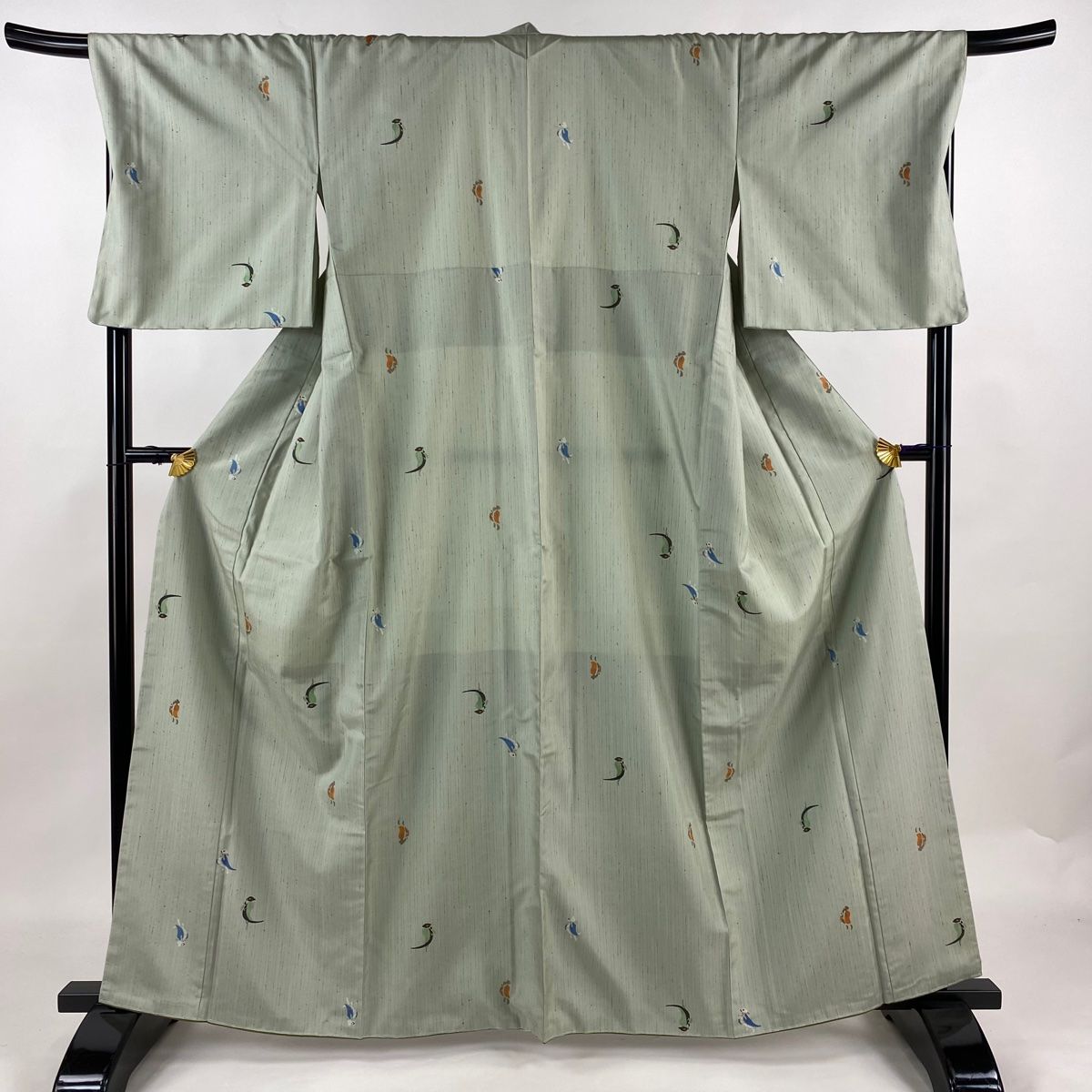 小紋 身丈152.5cm 裄丈64.5cm M 袷 前田仁仙 やまと 落款 縦ぼかし  