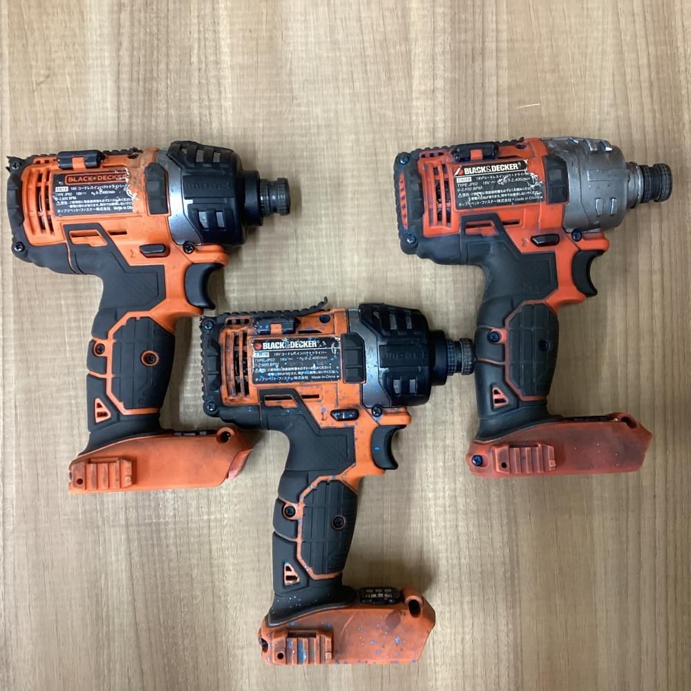 ジャンク BLACK＆DECKER EXI18ｲﾝﾊﾟｸﾄﾄﾞﾗｲﾊﾞ3台 ﾊﾞｯﾃﾘ-2個 充電器 商品説明欄必読 201 HRDEVELOPMENT_JP