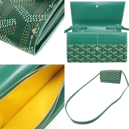 GOYARD(ゴヤール) ヴァレンヌポーチウォレット ショルダーバッグ 2WAY ポシェット 斜め掛け 長財布 クラッチ ゴヤールディンキャンバス/ヴォーゼルカーフスキン  グリーン緑 シルバー金具 ユニセックス 40802061041【未使用】【アラモード】 - メルカリ