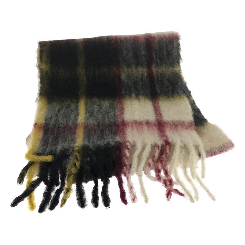 【美品】  JIL SANDER / ジルサンダー | モヘヤ フリンジ 大判 ストール マフラー / ユニセックス | マルチカラー | メンズ 美品】 JIL SANDER / ジルサンダー | モヘヤ フリンジ 大判 ストール