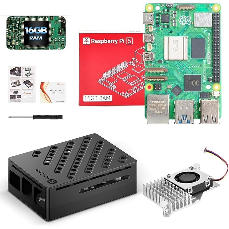 Vesonn Raspberry Pi5 16GBキット 技適を取得済み ラズベリーパイ5 16GBボード|アクティブクーラー|ABS放熱ケース|ドライバー RaspberryPi5 16GB Kit