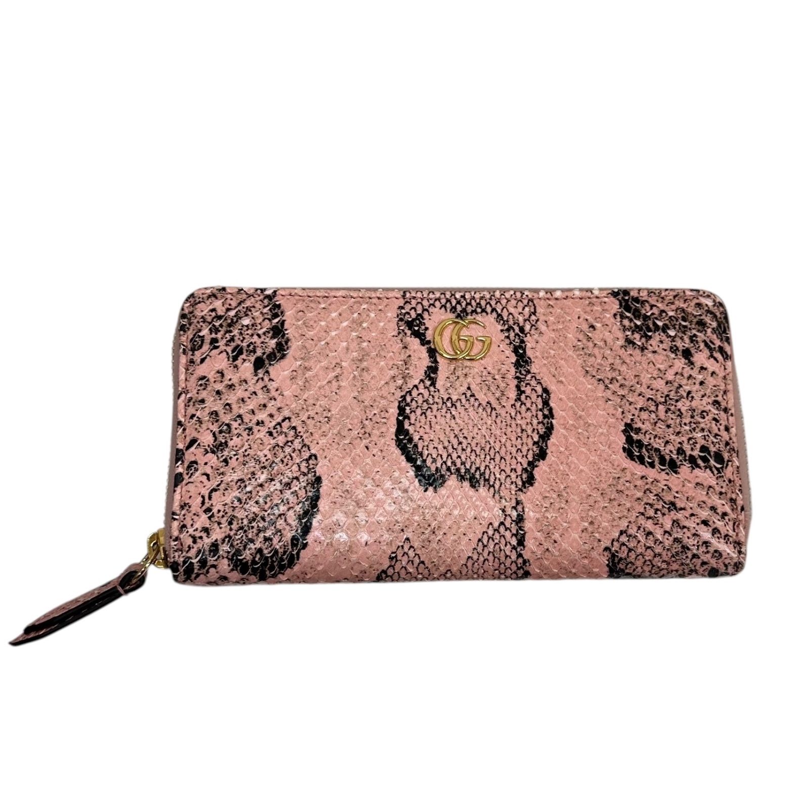 ✨美品✨GUCCI グッチ GGマーモント パイソン ピンク 長財布 ラウンド