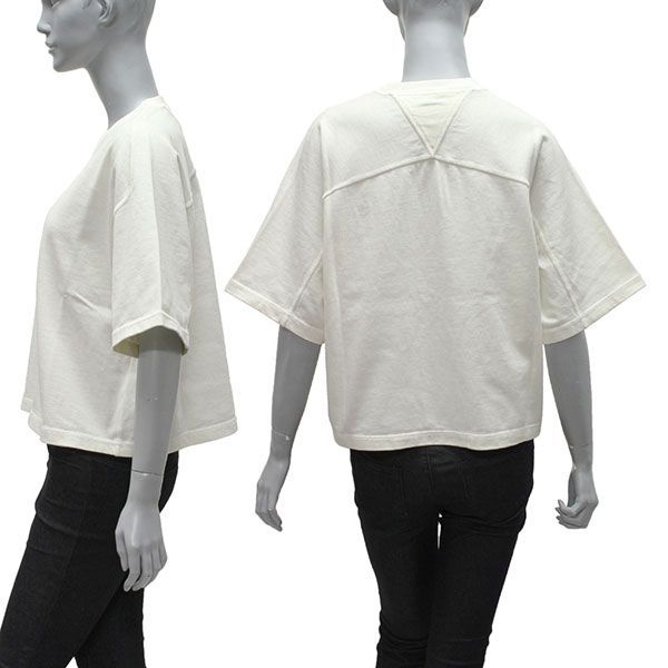 ボッテガ・ヴェネタ BOTTEGA VENETA  レディース ワンポイントロゴ刺しゅう Tシャツ【オフホワイト】 707791 VKLZ0 9071/【2023SS】l-tops ボッテガ・ヴェネタ BOTTEGA VENETA レディース ワンポイント