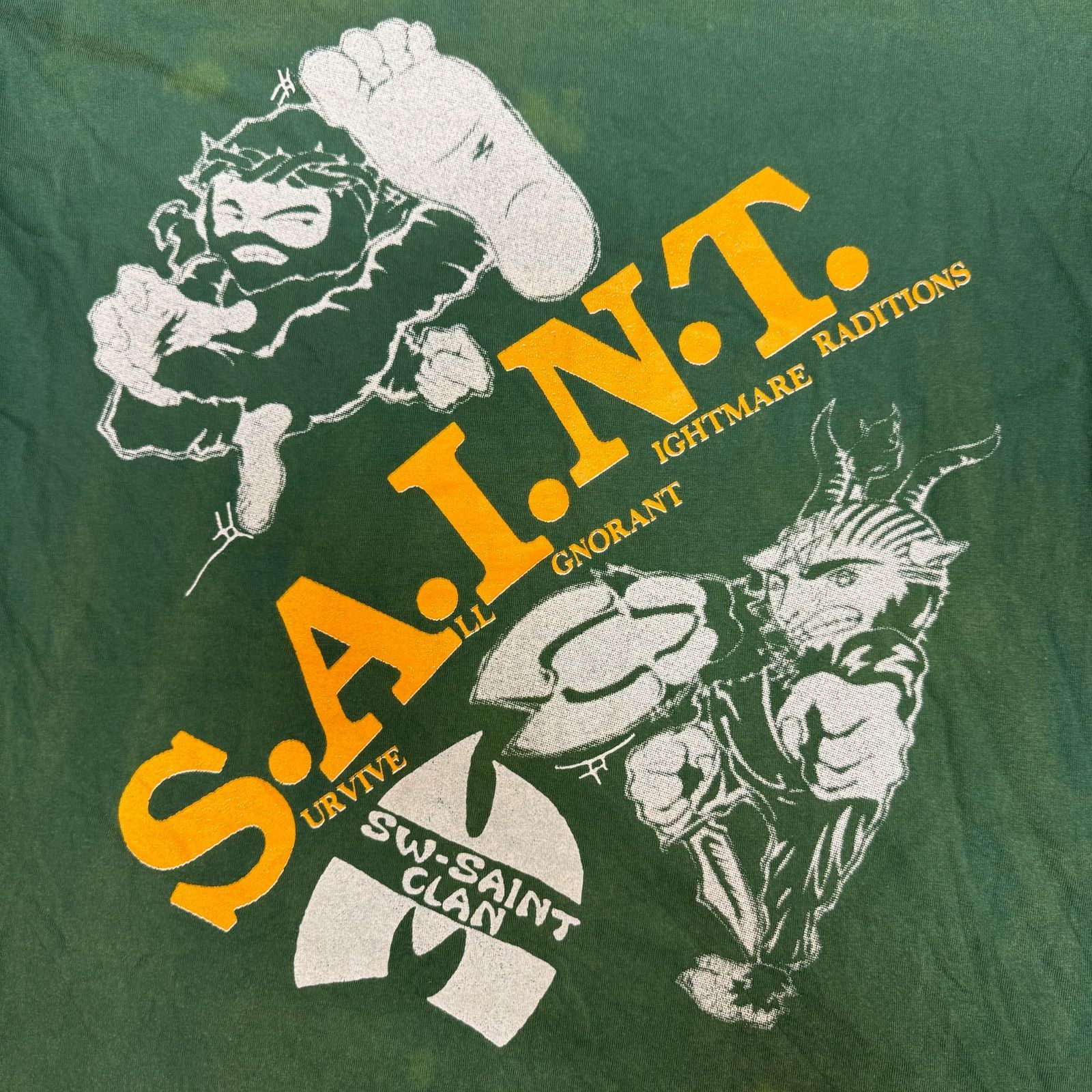 定価34100円 SAINT MICHAEL 24SS SW_SS TEE/SAINT CLAN Tシャツ カットソー セントマイケル SM-YS8-0000-C16 グリーン L  75665A5