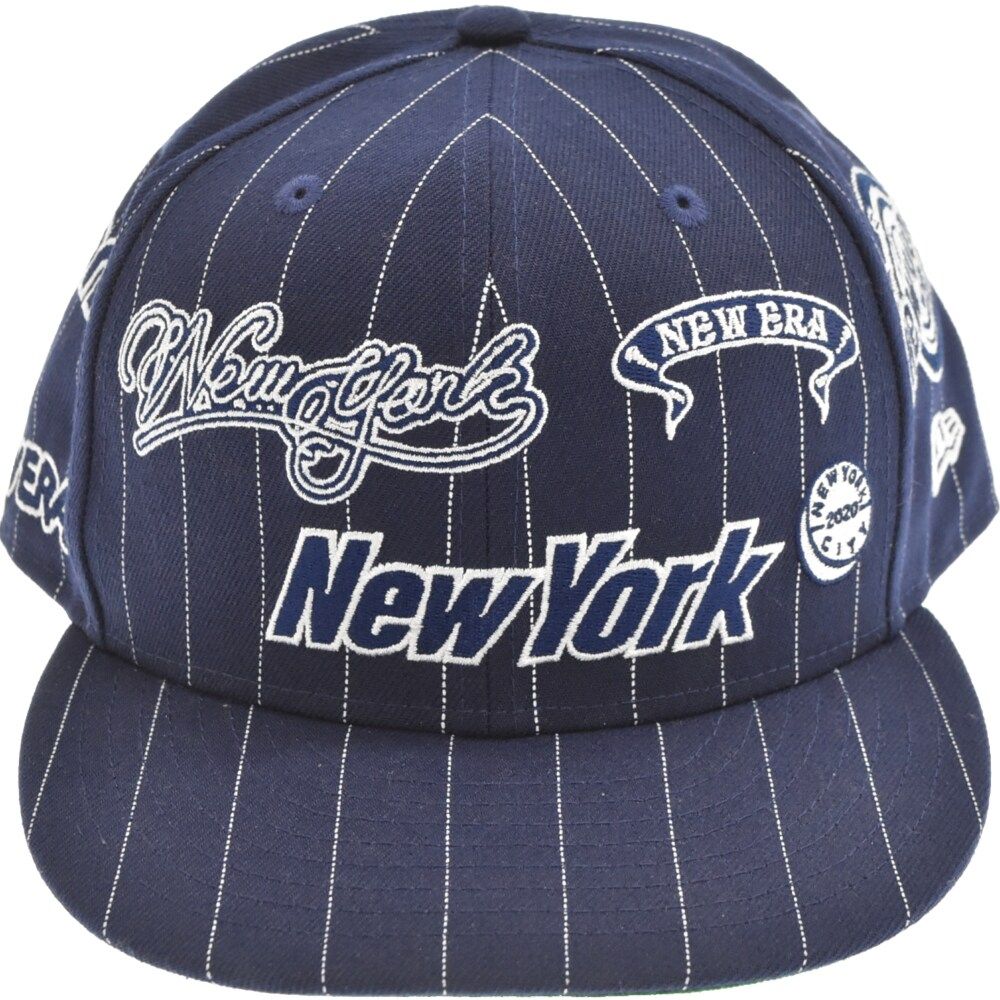 ニューエラ　newera キャップ　ストライプ柄　ネイビー　フリーサイズ