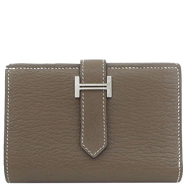 エルメス HERMES 三つ折り財布 ベアン コンビネ シェーブル エトゥープ シルバー金具 グレージュ  B刻印（2023年製）【中古】 エルメス HERMES 三つ折り財布 ベアン コンビネ シェーブル エトゥープ