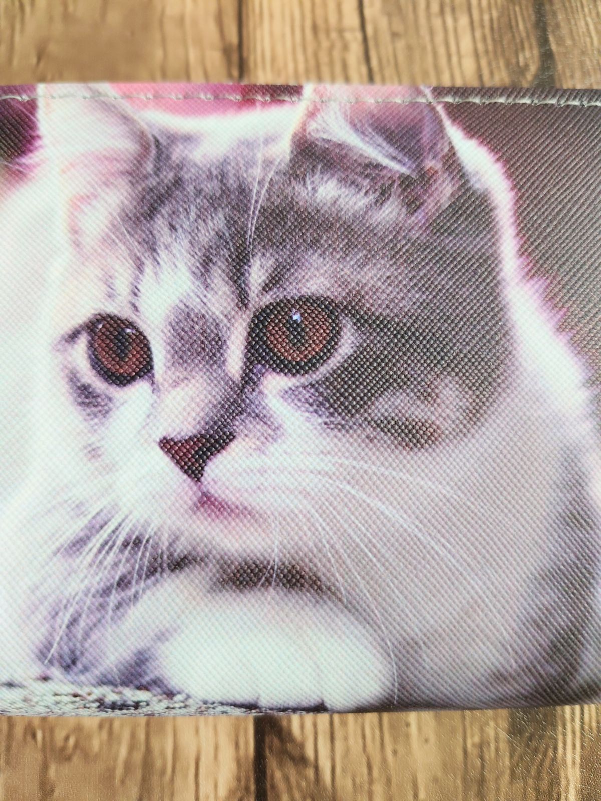 ネコ 猫 ねこちゃん プリント ラウンドファスナー 長財布 財布