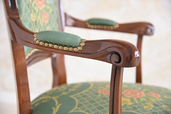 QUEENグリーン 猫脚アームチェア サロン2P