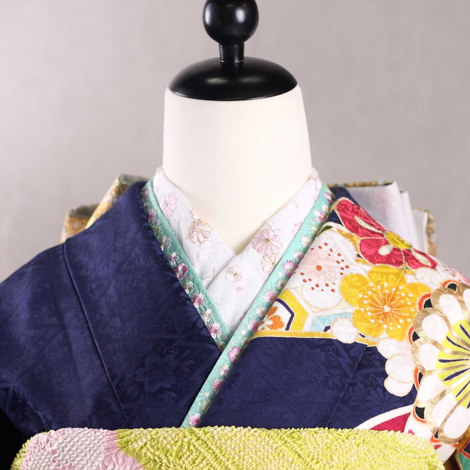 振袖フルセット 振袖セット 振袖 L～LLサイズ 中古 青×レトロポップ 美