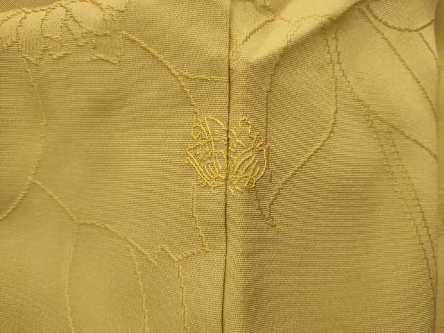 平和屋着物□上質な色無地 草花地紋 黄金色 正絹 逸品 AAAW4783mf