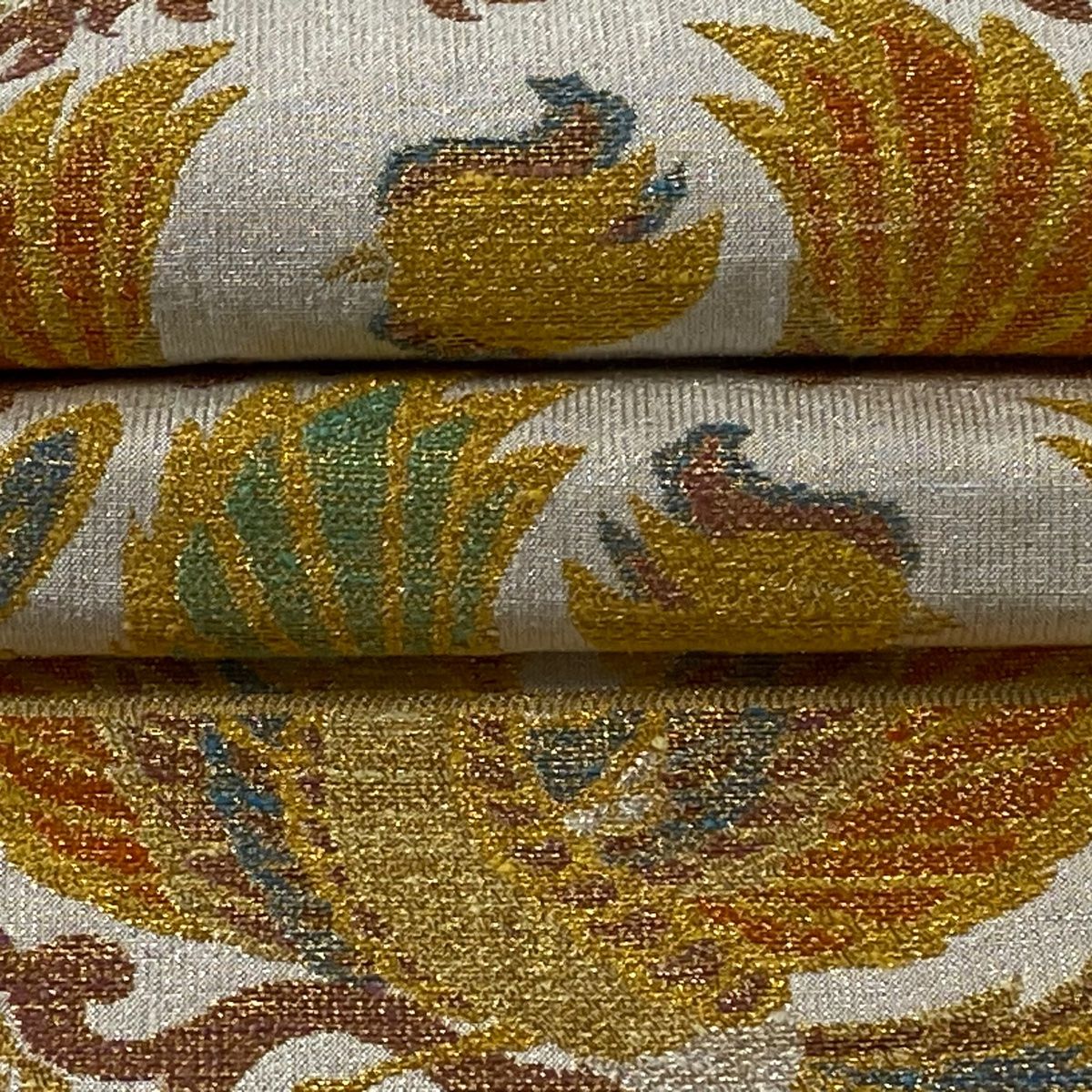 O0418 美品 桝屋 高尾 棯金つづれ 金綴錦 鳳凰 豪華 正絹 袋帯 O0418 美品 桝屋 高尾 捻金つづれ 金綴錦 鳳凰 豪華 正絹 袋帯