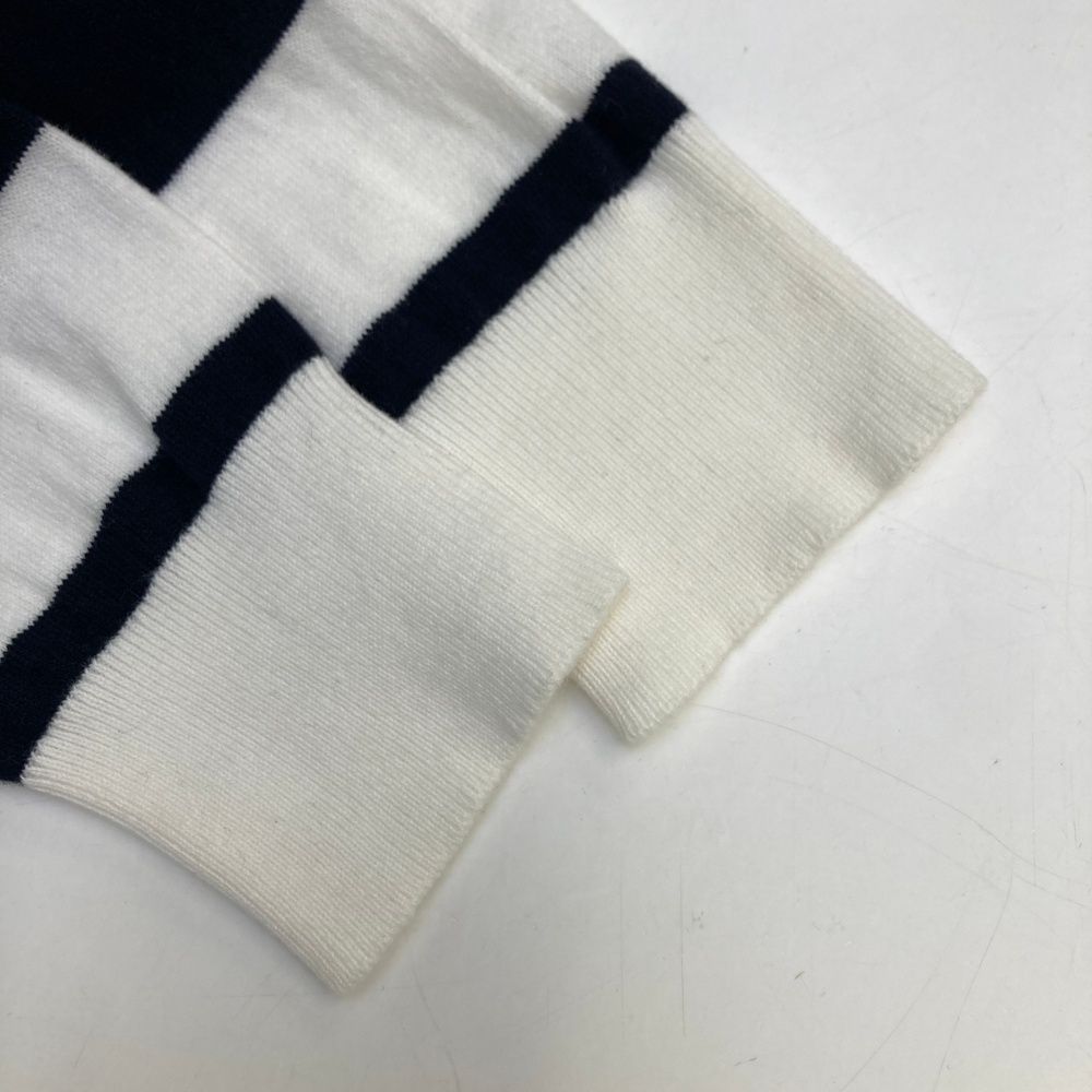 サイズ：0 PEARLY GATES パーリーゲイツ  タートルネック 長袖ニットセーター ボーダー柄 ホワイト系 [240101470802] ゴルフウェア レディース ストスト PEARLY GATES パーリーゲイツ タートルネック 長袖ニット