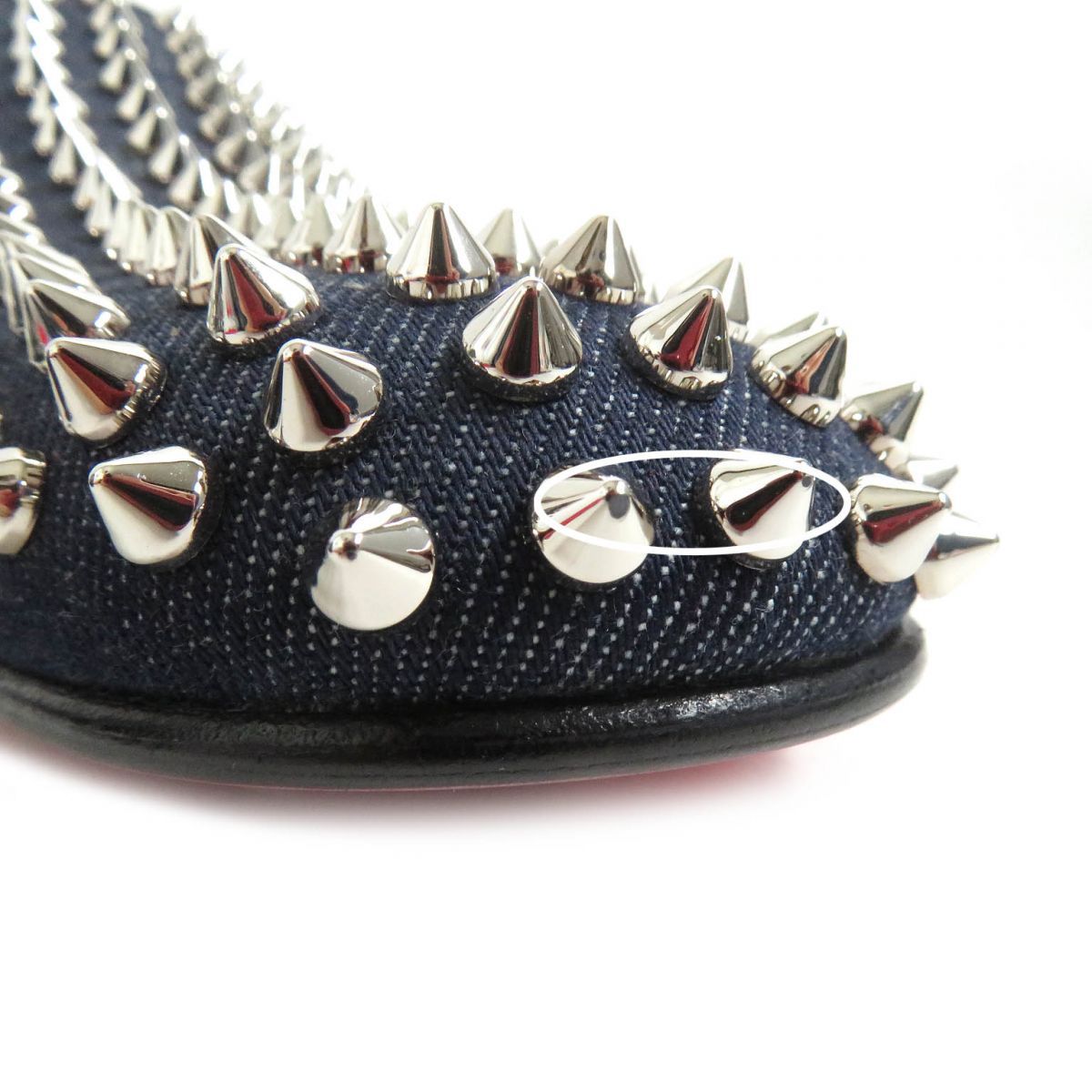 極美品□Christian Louboutin/クリスチャンルブタン ローラーボーイ スパイクスタッズ デニム地 スリッポン/フラットシューズ 青 39 伊製 極美品□Christian Louboutin/クリスチャンルブタン ローラーボーイ