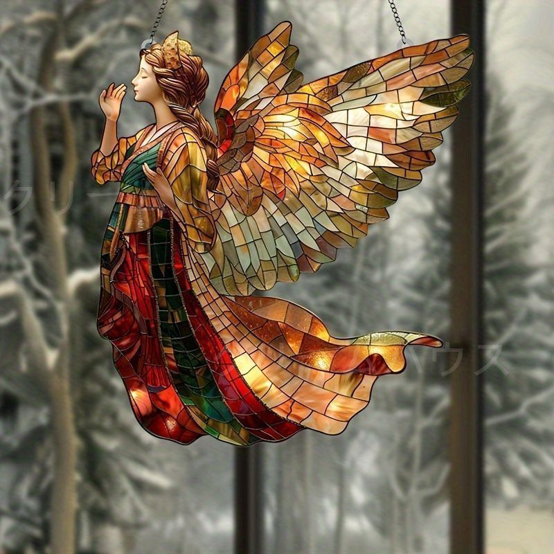 ステンドグラス製 水に浮かぶ かわいいアヒルのサンキャッチャーパネル