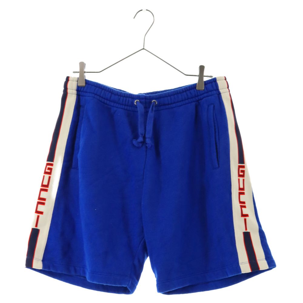 GUCCI (グッチ) 19SS Technical Jersey Shorts テクニカルジャージショーツ ハーフスウェットショートパンツ  サイドライン ブルー 497251 - メルカリ