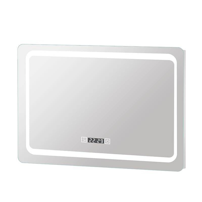 ミルオ君の鏡工房 LEDミラー 鏡 曇り止め 浴室鏡 LEDライト付き ウォールミラー 壁掛け 洗面台 省エネ 明るさ調整 飛散防止 内臓型 方型 横掛け 50x70cm 1