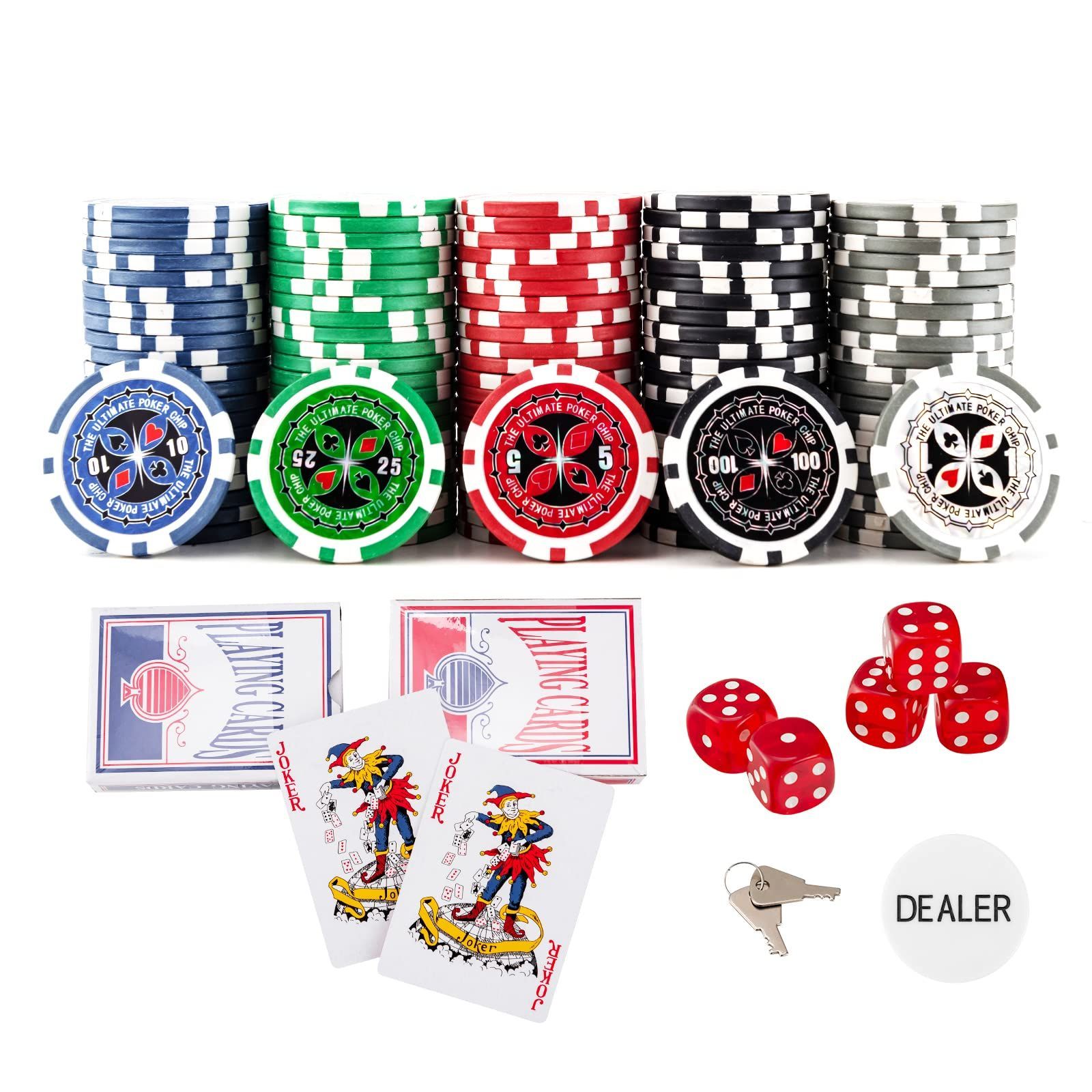 人気商品】カジノチップ ポーカーチップ トランプ付き 200枚