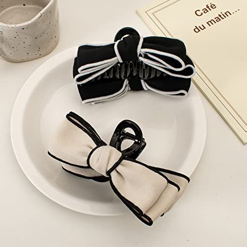  ブラック レディース シンプルヘアクリップリボン大大きめバンスクリップ黒シンプルヘア 髪留め髪飾りヘアアクセ 卓上カレンダー ラベル用紙 クリップ クリップ 輪ゴム