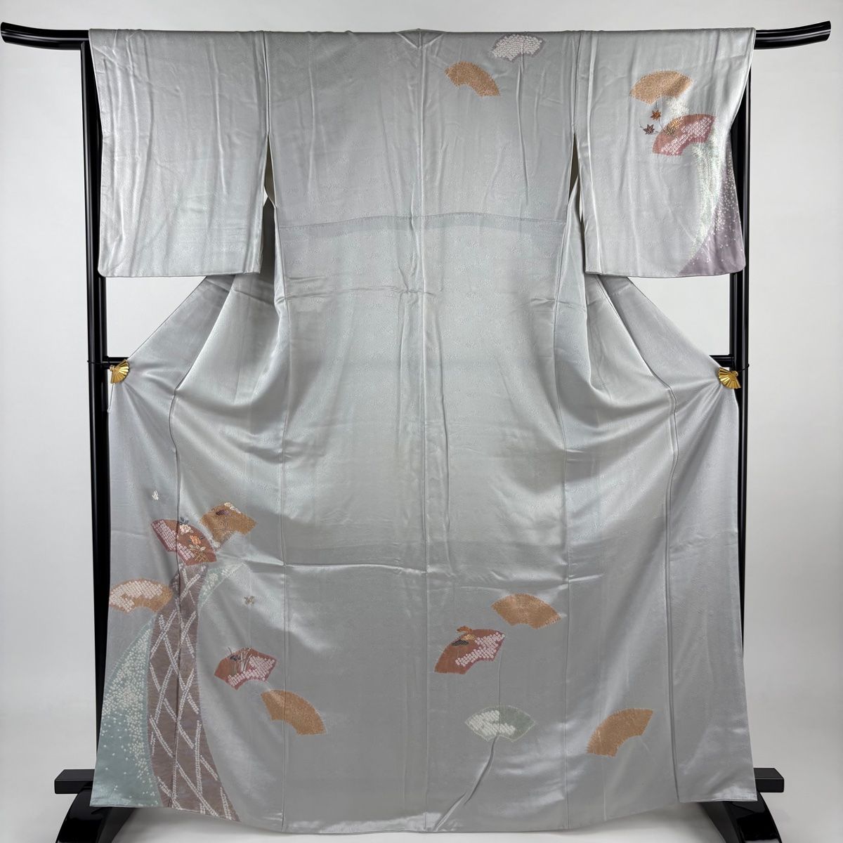 正絹　袷　牛首紬　付下げ 付下げ 身丈162.5cm 裄丈66.5cm M 袷 牛首紬地 落款あり