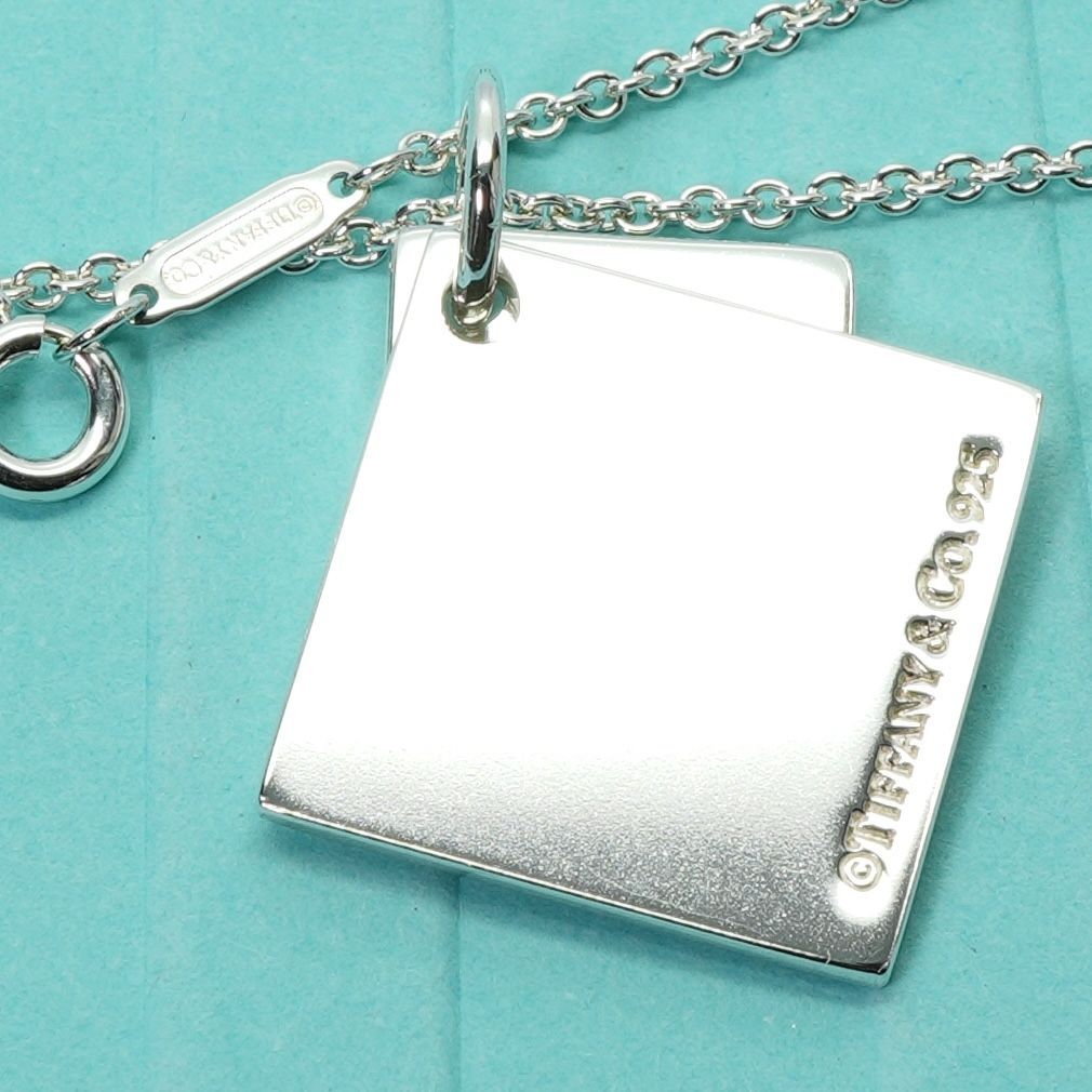 希少 ティファニー スクエア ダブルプレート ネックレス 極美品/24