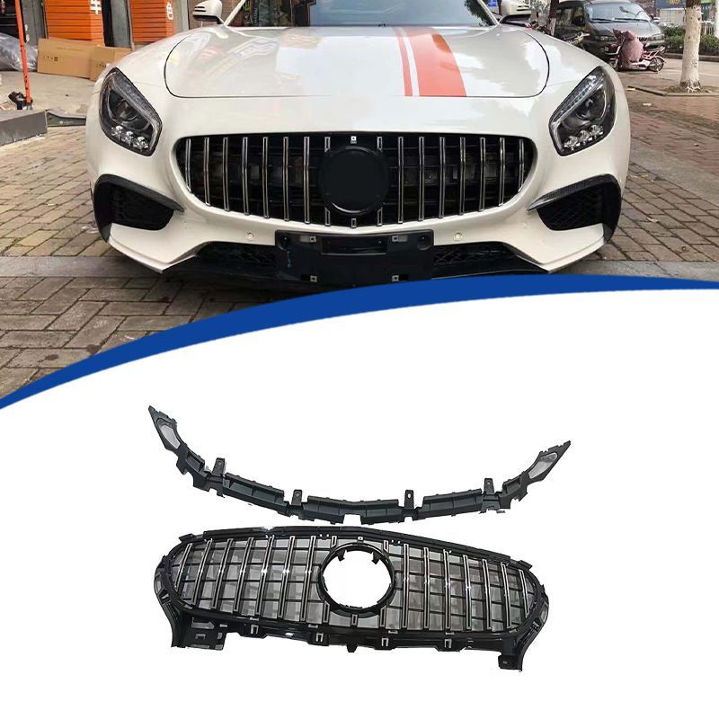 無料送貨 カーグリル メンズ スポーティー AMG-GT C190対応 GT縦縞スタイル 中網 フロントグリル ABS製 2012-2018年対応