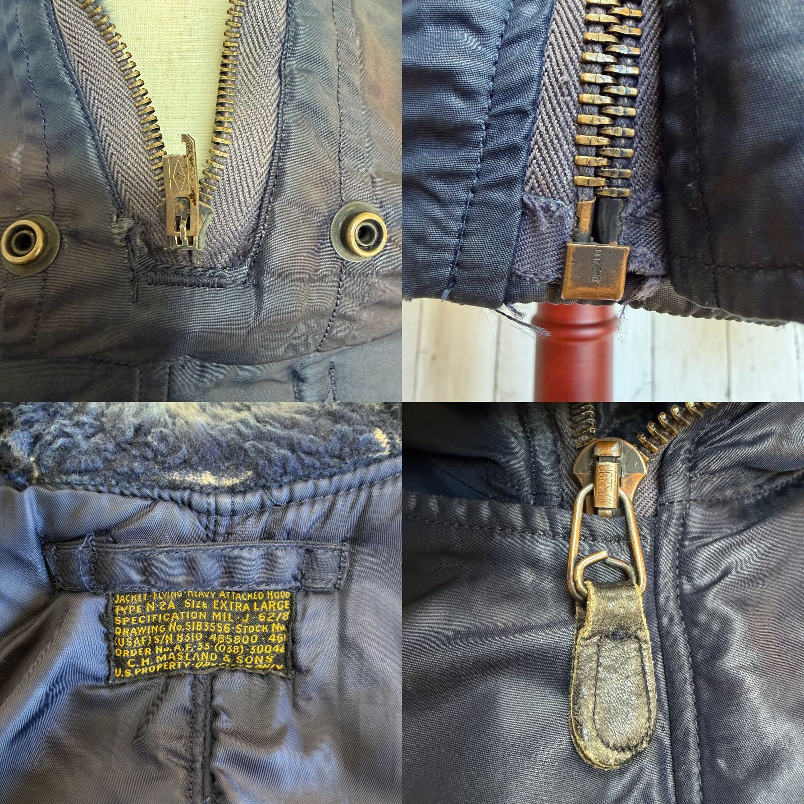 1950 N-2A フライトジャケット ヴィンテージ 50s U.S.AIR FOCE N-2A Fiying Jacket フライトジャケット XLサイズ ネイビー KANDAIZUMI_COM