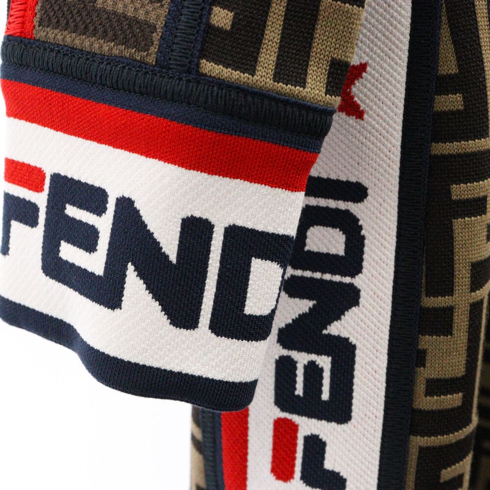 FENDI (フェンディ) ×FILA フィラ ズッカ柄 サイドロゴデザイン オフショルダー ミニドレスワンピース FD9866 A5VC ブラウン  レディース - メルカリ