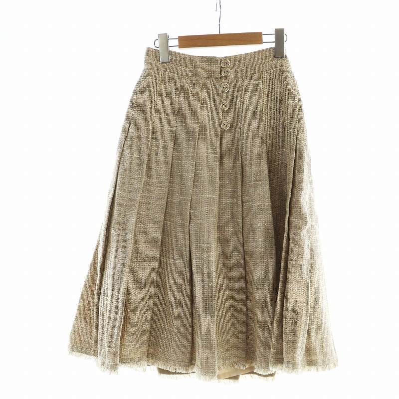 CHANELシャネル 上品なシルクのフレアスカートCHANELロゴ size34 シャネル CHANEL フレアスカート タグ付き ミドル ツイード