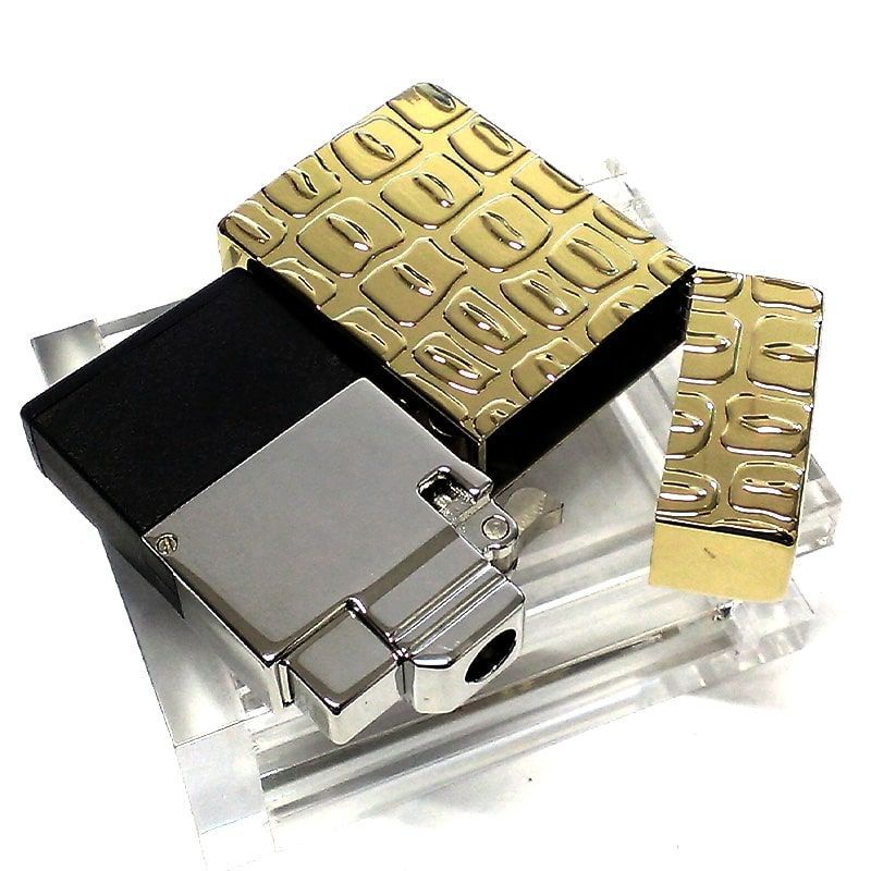 SAROME ガスライター クロコダイル ゴールドチタン ターボ EXCEL サロメ スパイラルサーキュラーフレイム おしゃれ 両面加工 彫刻 金 SRM 絶版 アウトドア キャンプ かっこいい メンズ 屋外 WWW_KANDAIZUMI_COM