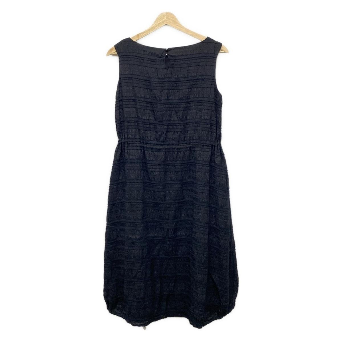 Rene ルネ ワンピース サイズ34 S レディース - 黒 クルーネック ノースリーブ ロング 裾ゴム パール