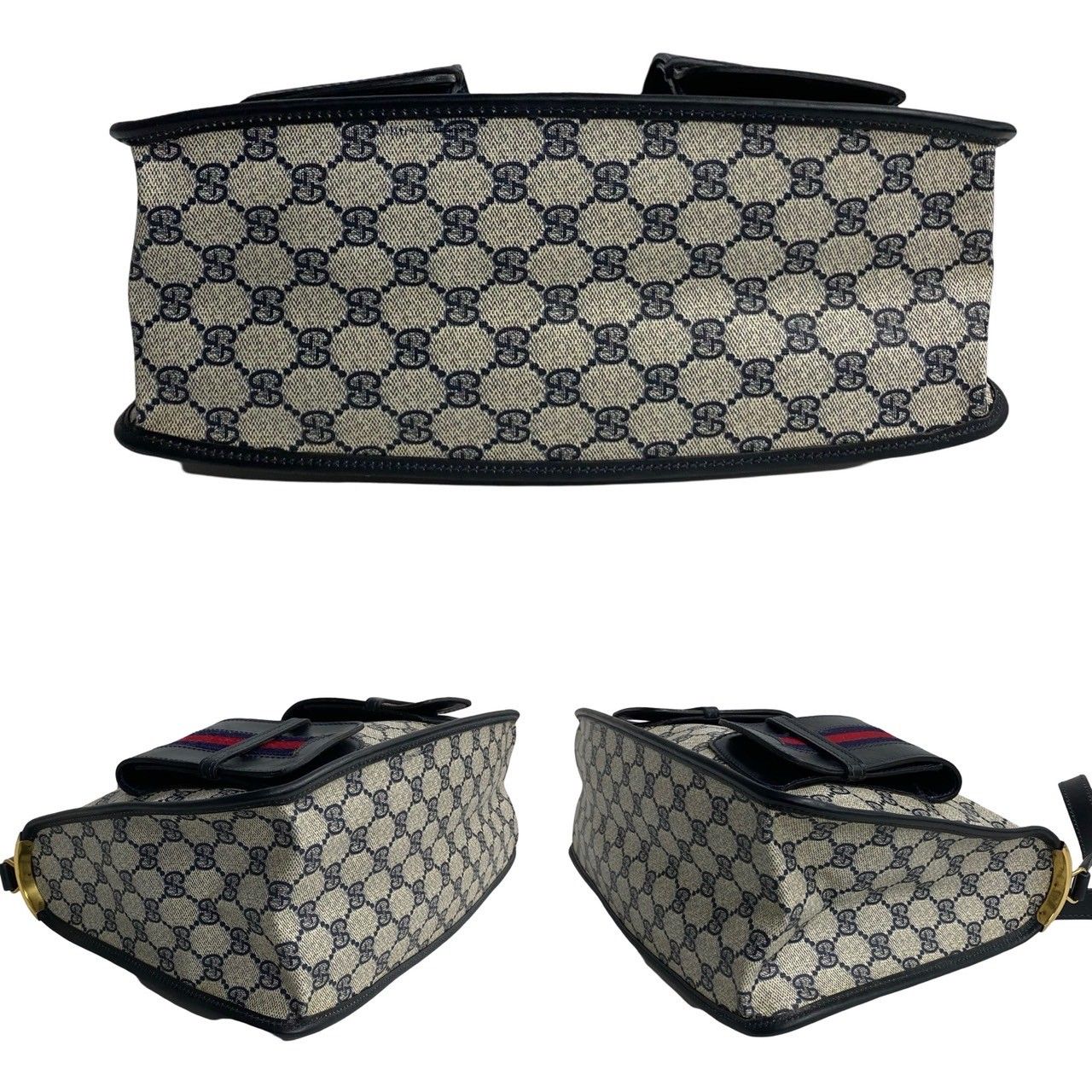 極美品❣️オールドグッチ GG柄 シェリーライン インターロッキング バッグ 紺 極 美品 GUCCI グッチ オールドグッチ ヴィンテージ シェリー