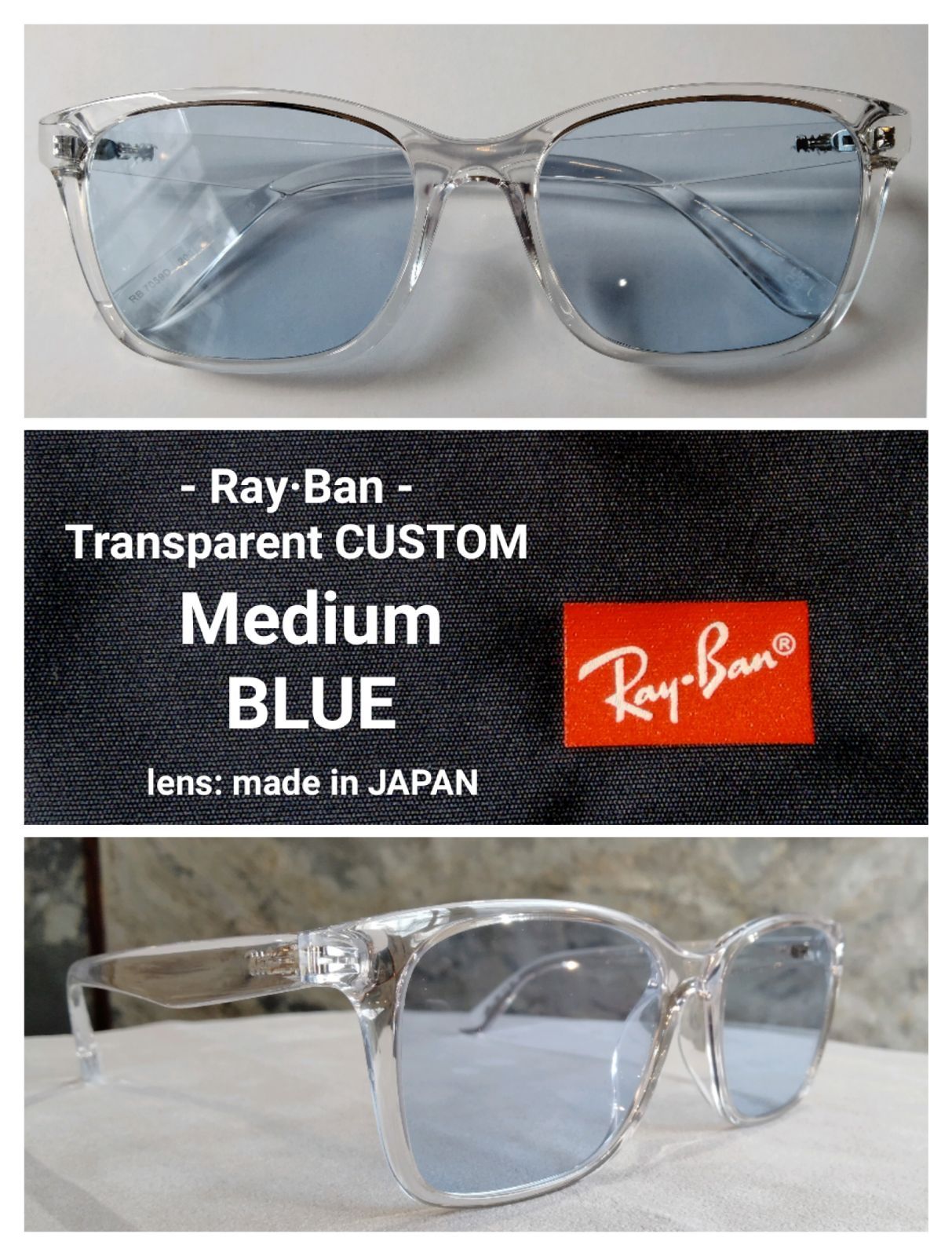 『Ray・Ban』 Transparent CUSTOM ‐ BLUE アジアンフィット（レイバン／トランスペアレント カスタム  カラーサングラス//日本製 lens仕様）