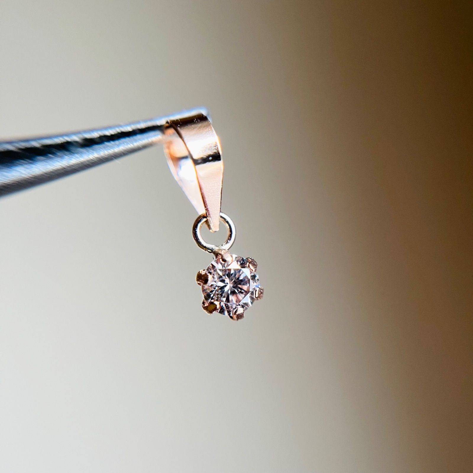 K18PG 希少☆天然ピンクダイヤモンド 0.10ct ペンダントトップ