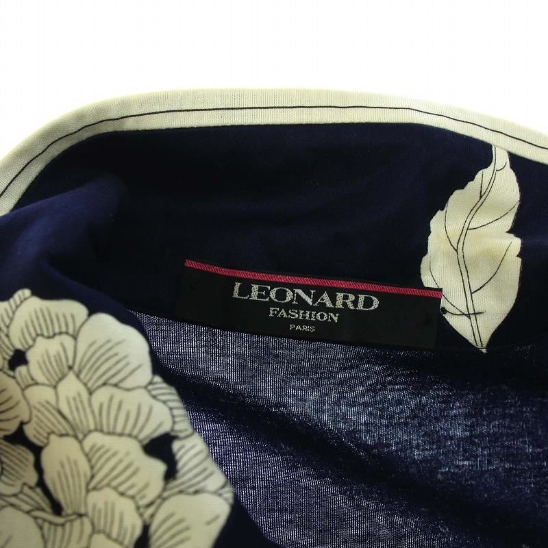 レオナール LEONARD FASHION テーラードジャケット 花柄 七分袖 紺 ...