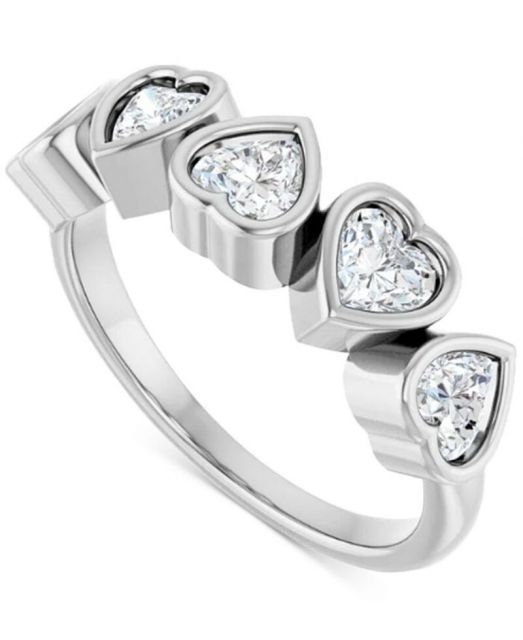 チャールズ アンド コルバード リング アクセサリー メンズ Moissanite Three Stone Halo Ring (3 ct. t.w. Diamond Equivalent) in 14k White Gold White Gold 送料無料 チャールズ アンド コルバード レディース リング