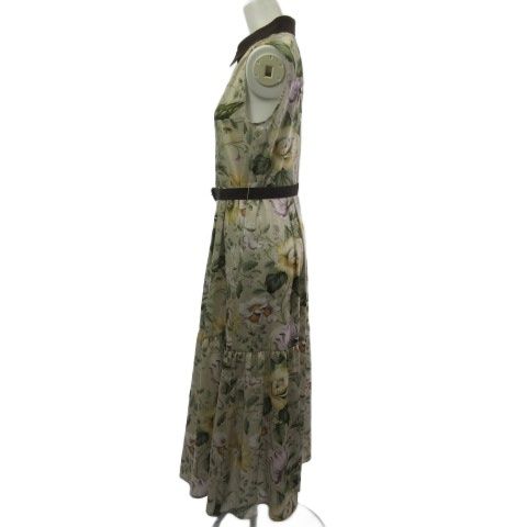 グレースコンチネンタル GRACE CONTINENTAL 25SS ボタニカルプリントワンピース ロング ノースリーブ 花柄 ベージュ 36 0124331037