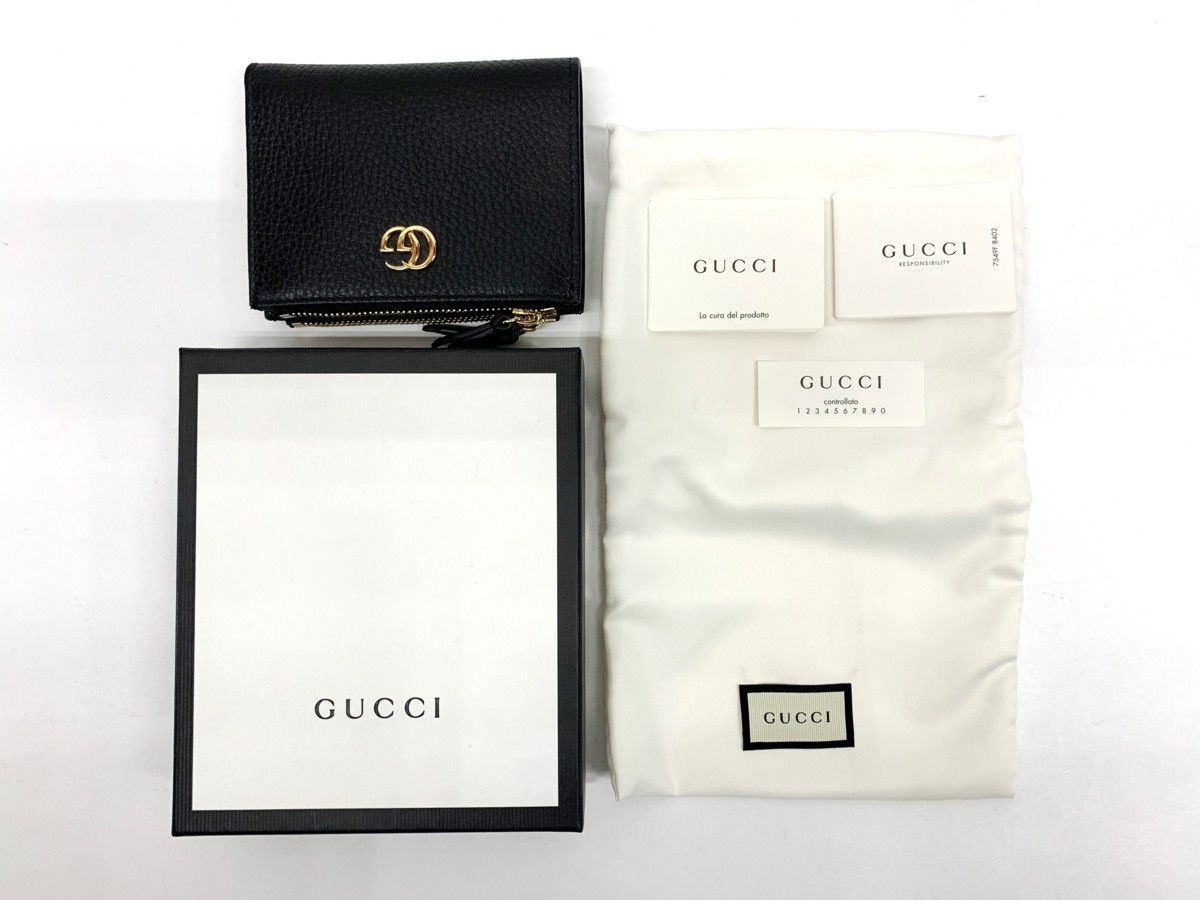 GUCCI (グッチ) GG PETITE マーモント 二つ折り ウォレット レザー 