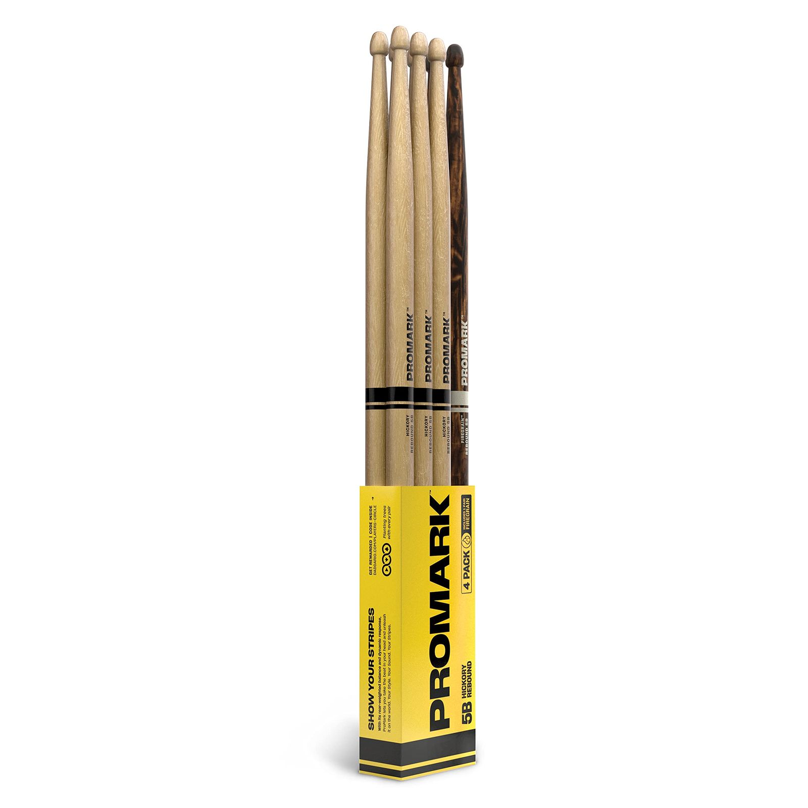 PROMARK プロマーク ドラムスティック 4ペアバンドルパック Rebound Balance 5B RBH595AWx3ペア FIREGRAIN R5BFGx1ペア R ラッカー ウッドチップ Bonus Pack リバウンド 5B