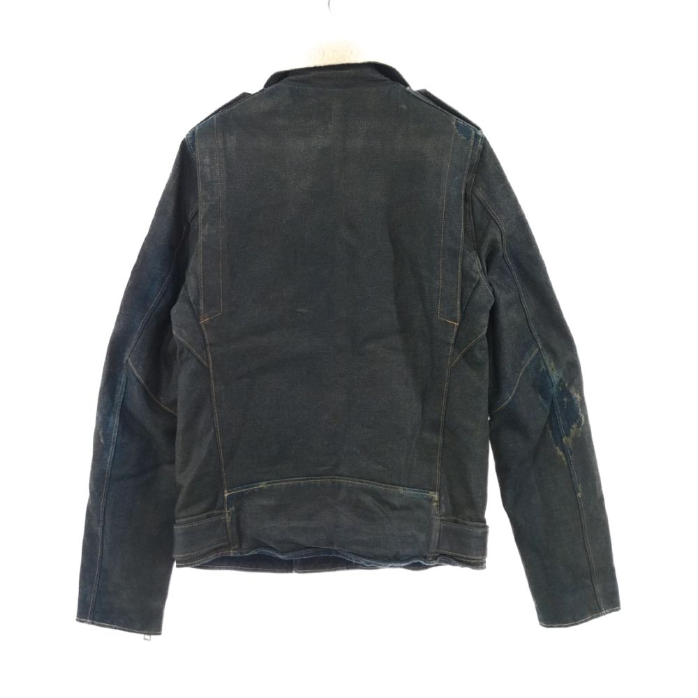 BALMAIN (バルマン) 15AW Dennim Painted Mouton Bikers Jacket W5HT245C711  裏ボアデニムコーティング加工ダブルライダースジャケット ネイビー - メルカリ