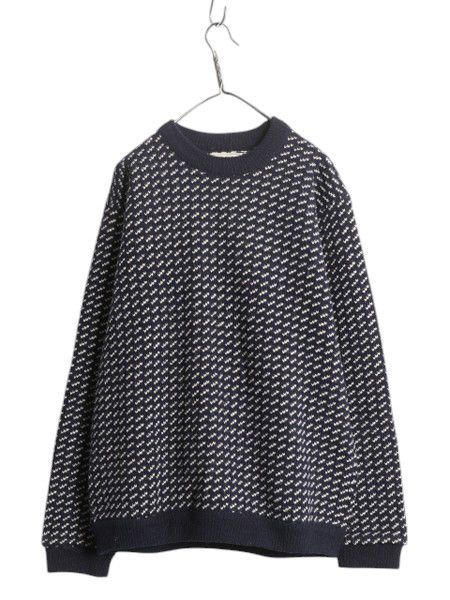 【お得なクーポン配布中!】 80s ノルウェー製  エルエルビーン バーズアイ ニット セーター メンズ XL 古着 ヴィンテージ LLBEAN ウール ノルディック 総柄 ツートン