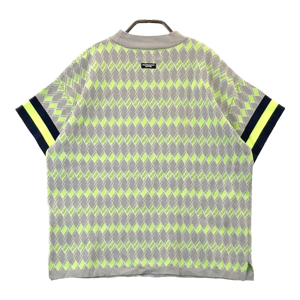 サイズ 2 MASTER BUNNY EDITION マスターバニーエディション 2025年モデル 半袖 ニットセーター ロゴ総柄 グレー系 240101531169 ゴルフウェア レディース ストスト