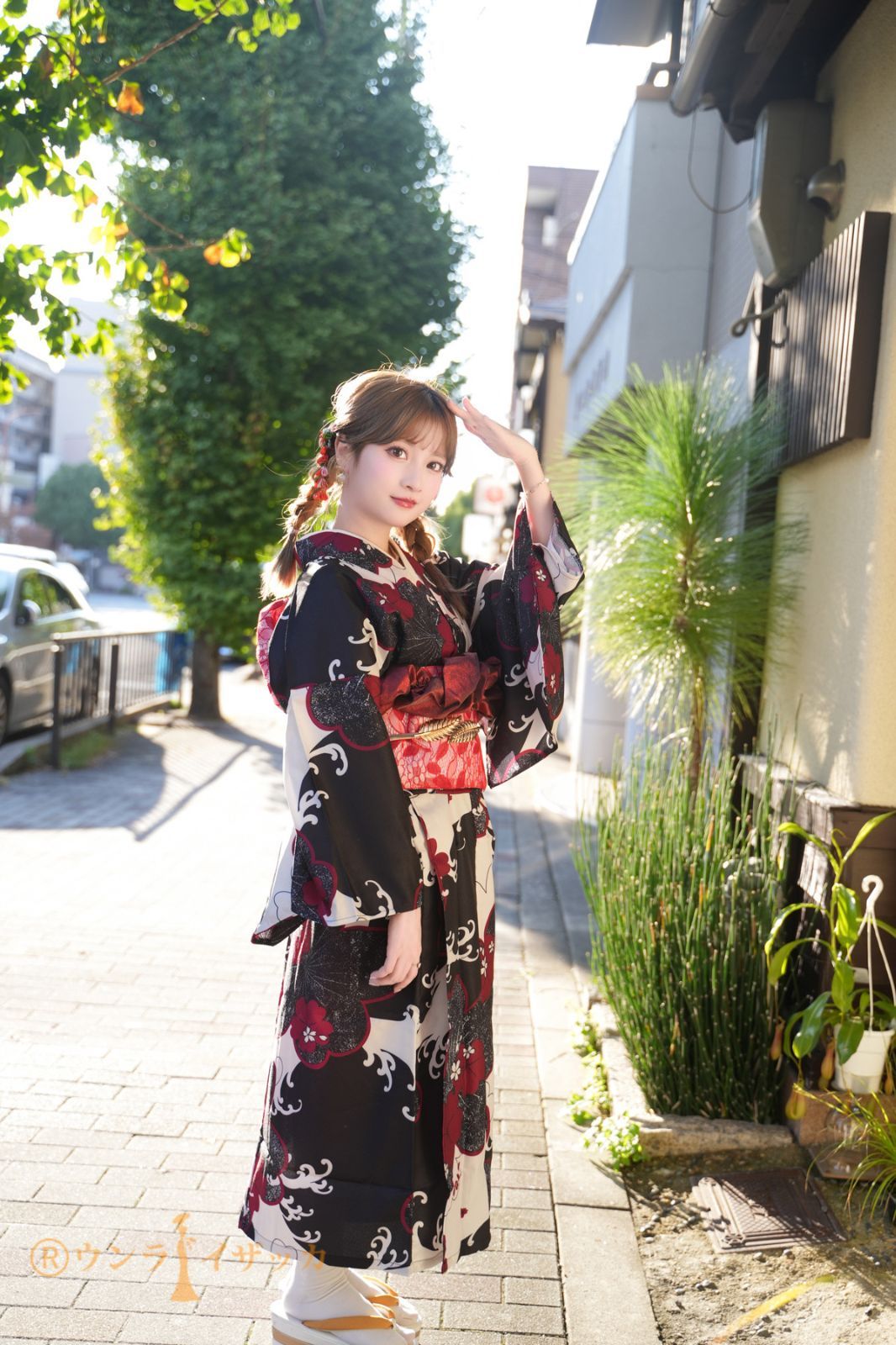 浴衣 高校生 浴衣 レディース 浴衣 可愛い 大きいサイズ 桜柄 黒 赤