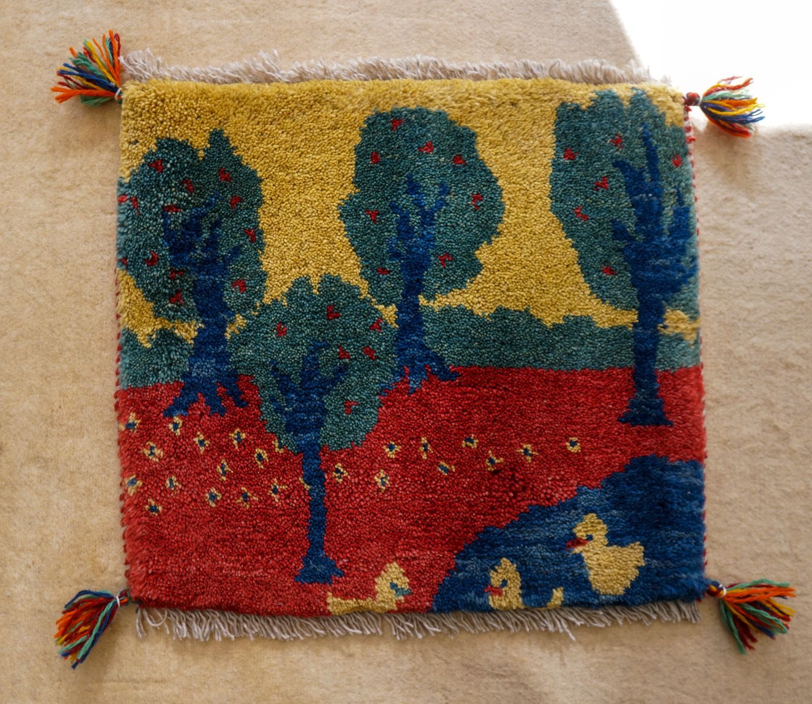 40×40cm ペルシャ絨毯 手織り ギャッベ アマレ族 ギャベ 40×40cm 【ペルシャ絨毯 手織りギャッベ】アマレ族ギャッベ ギャベ