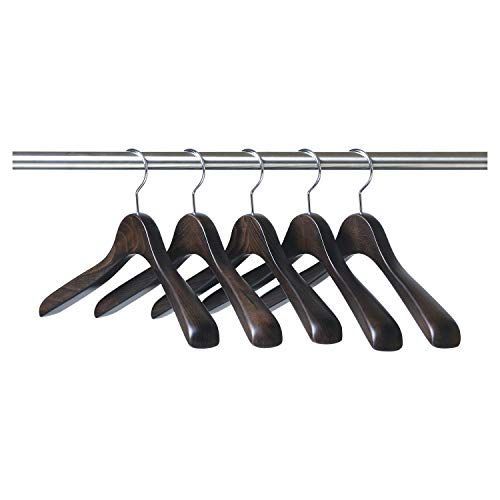 【特価商品】5本組 スモークブラウン 木製レディスジャケットハンガー SET-16N 【ナカタハンガー】日本製