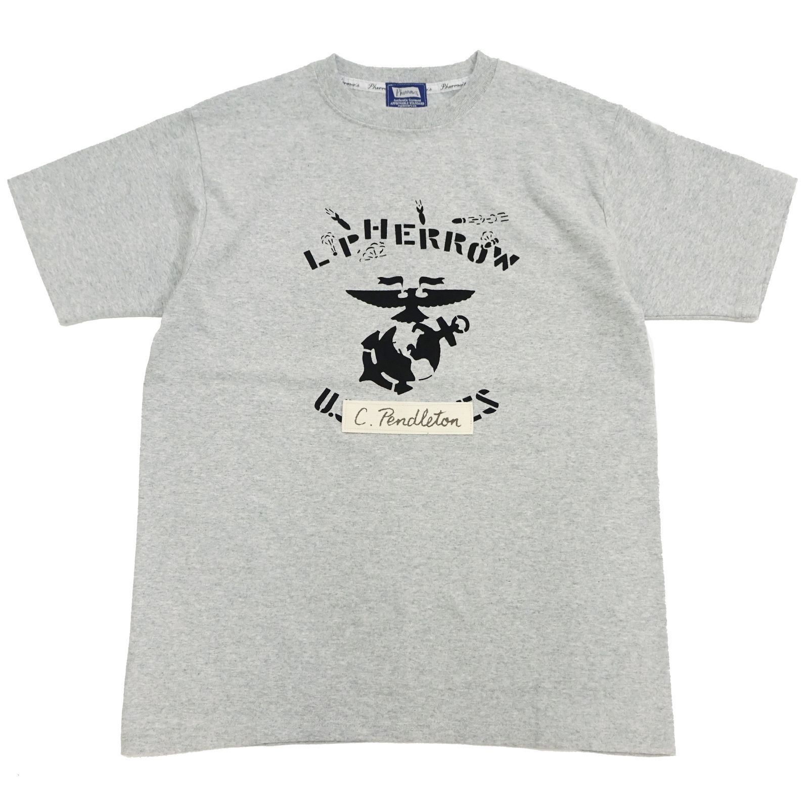 24S-PT24 フェローズ 半袖Tシャツ PHERROW'S 米海兵隊 U.S.M.C. Tシャツ ヘザーグレー 新品 アメカジショップ