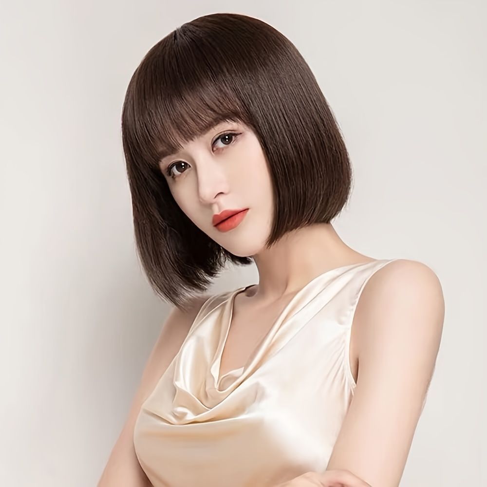 ❤ 高品質 全人毛100% 広範囲人工皮膚 ストレート 自然黒　ショートボブ❤ 楽天市場】【安心の人毛100％】 ウィッグ 医療用ウィッグ