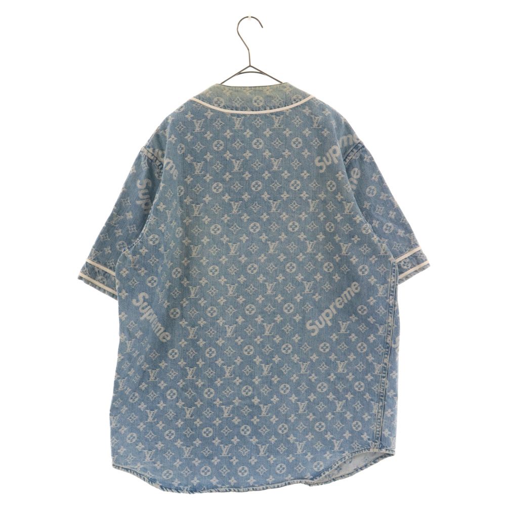 SUPREME (シュプリーム) 17AW×LOUIS VUITTON Jacquard Denim Baseball Jersey ルイヴィトン  ジャガードデニムベースボールシャツ モノグラム インディゴブルー - メルカリ