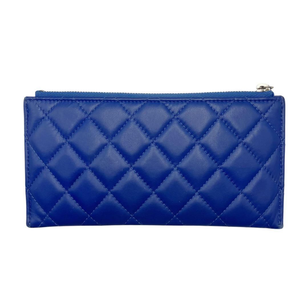 美品✨ シャネル ココマーク マトラッセ スリムウォレット ブルー 美品✨ シャネル ココマーク マトラッセ スリムウォレット ブルー