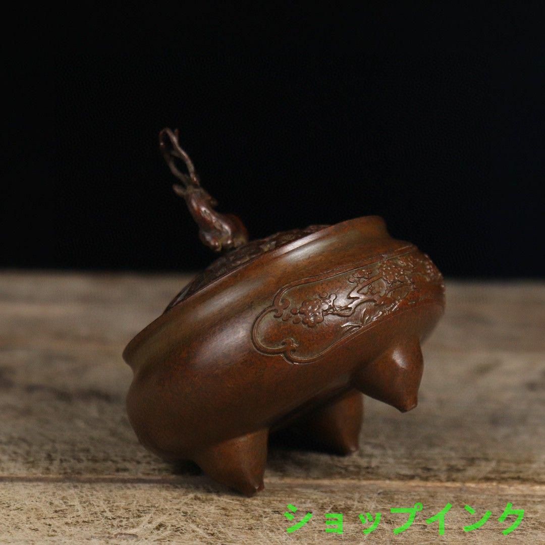 銅器 鹿 三足炉 香炉 茶道の 置物 銅器 鹿 三足炉 香炉 茶道の 置物 - メルカリ